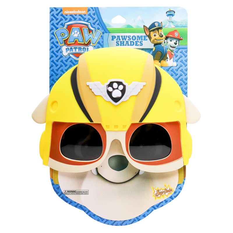 Sun-Staches Paw Patrol Official Rubble Sunglasses Costume Accessory, UV400 Lenses, Construction Yellow Mask, One Size Fits Most - Image 1
